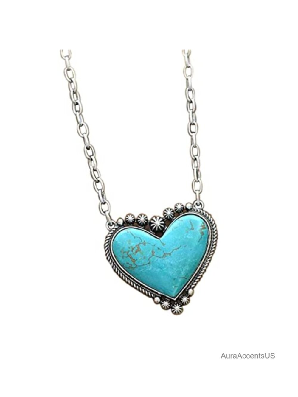 Turquoise Howlite Y Necklace Western Boho Silver Alloy Bar Pendant